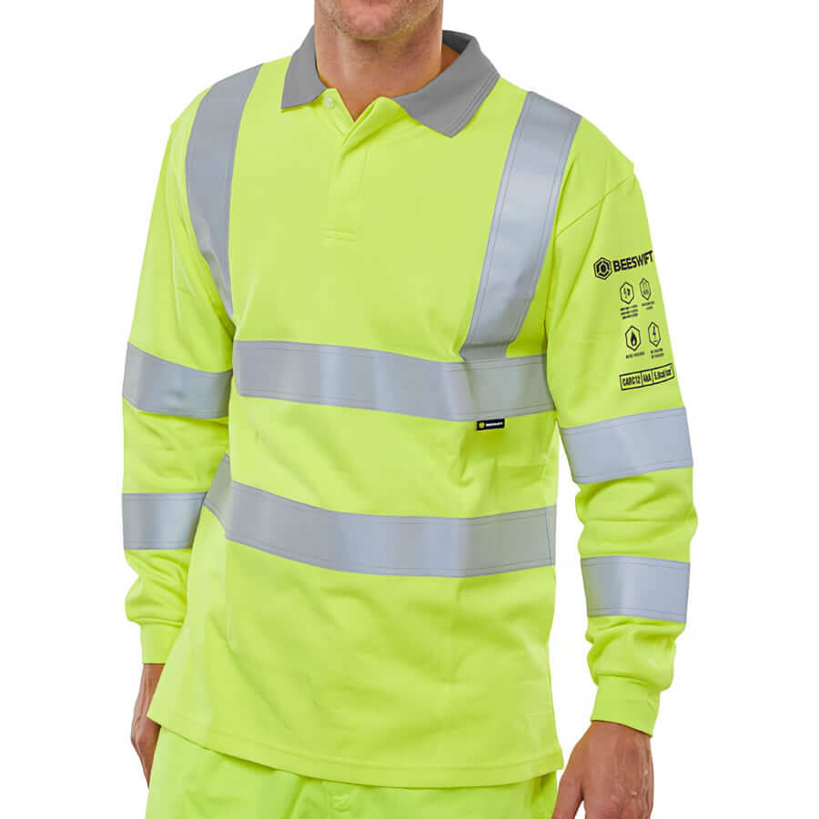 Flame retardant hi vis sale polo shirt